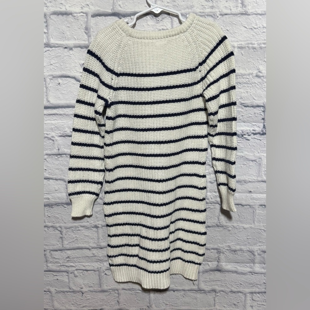 Crazy 8 White &‎ Navy Striped Knit Sweater Dress, Size 7/8